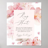 Roze bloemige ringjacht bruidsfeest spel pos poster (Voorkant)