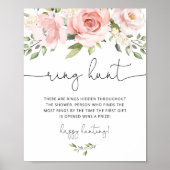 Roze bloemige ringjacht bruiloft game poster (Voorkant)
