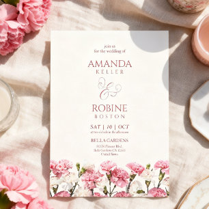 Roze Bloemige Romantische Minimalistische Trouwdag Kaart