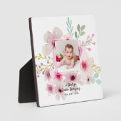 Roze bloemige roos FOTO DOOPPLECHTIGHEID Doop Meis Fotoplaat (Voorkant)