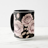 Roze Bloemige Roos Mok (Voorkant links)