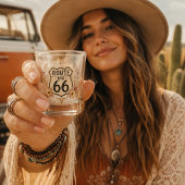 Roze bloemige Route 66-barstijl Shot Glas