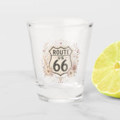 Roze bloemige Route 66-barstijl Shot Glas (Voorkant)