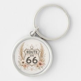 Roze bloemige Route 66-wegtrip-essentieel Sleutelhanger