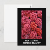 Roze bloemige rozen briefkaart (Voorkant / Achterkant)