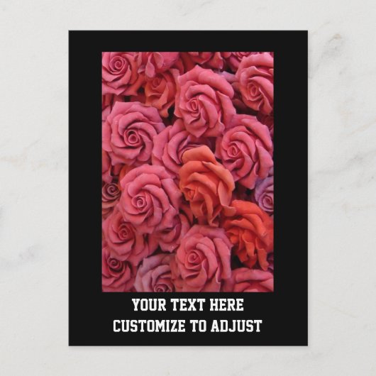 Roze bloemige rozen briefkaart (Voorkant)