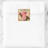  roze bloemige rozen elegante sticker (Tas)