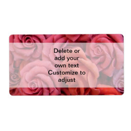 Roze bloemige rozen etiket