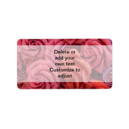 Roze bloemige rozen etiket
