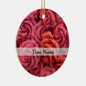 Roze bloemige rozen keramisch ornament (Rechts)