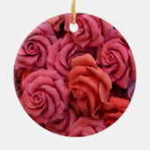 Roze bloemige rozen keramisch ornament (Achterkant)