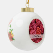 Roze bloemige rozen keramische bal ornament (Links)