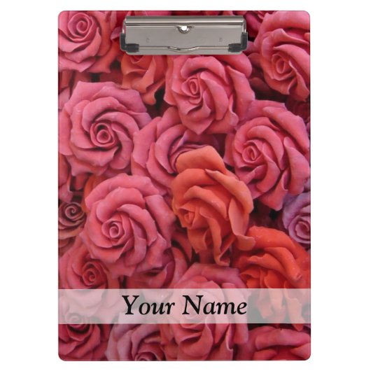 Roze bloemige rozen klembord (Voorkant)