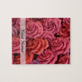 Roze bloemige rozen legpuzzel (Horizontaal)