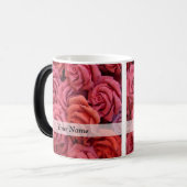 Roze bloemige rozen magische mok (Voorkant links)