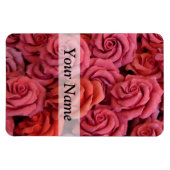Roze bloemige rozen magneet (Horizontaal)