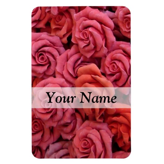 Roze bloemige rozen magneet (Verticaal)