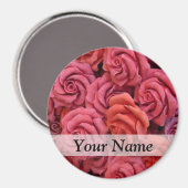 Roze bloemige rozen magneet (Voorkant / Achterkant)