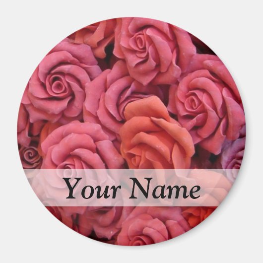 Roze bloemige rozen magneet (Voorkant)