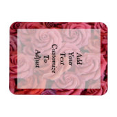 Roze bloemige rozen magneet (Horizontaal)
