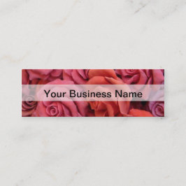 Roze bloemige rozen mini visitekaartje