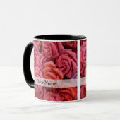 Roze bloemige rozen mok (Voorkant links)