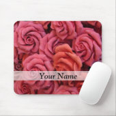 Roze bloemige rozen muismat (Met muis)