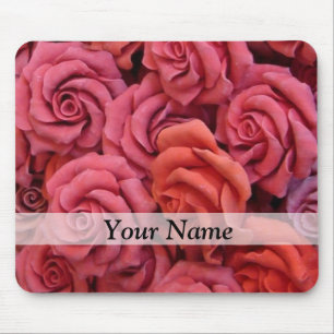 Roze bloemige rozen muismat