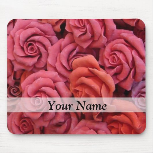 Roze bloemige rozen muismat (Voorkant)