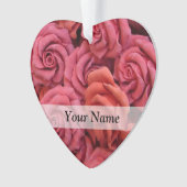 Roze bloemige rozen ornament (voorkant)