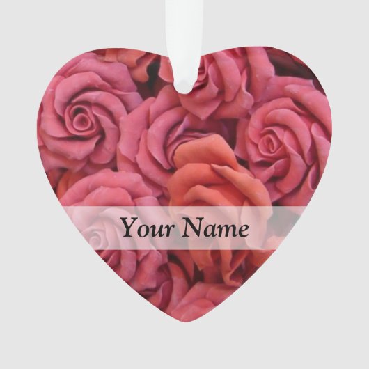 Roze bloemige rozen ornament (voorkant)