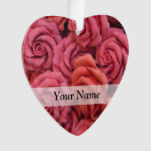 Roze bloemige rozen ornament (voorkant)