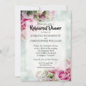 Roze Bloemige Rozen & Pioenensprouwen Bruiloft Reh Kaart (Voorkant)
