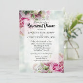 Roze Bloemige Rozen & Pioenensprouwen Bruiloft Reh Kaart (Staand voorkant)