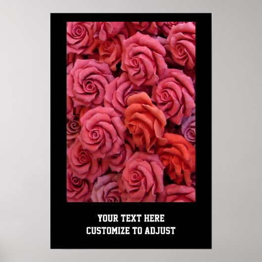 Roze bloemige rozen poster (Voorkant)