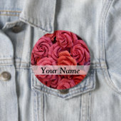 Roze bloemige rozen ronde button 4,0 cm (In situ)