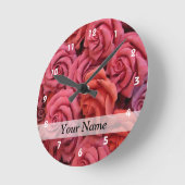 Roze bloemige rozen ronde klok (Hoek)