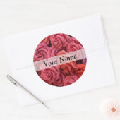 Roze bloemige rozen ronde sticker (Envelop)