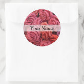 Roze bloemige rozen ronde sticker (Tas)