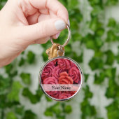 Roze bloemige rozen sleutelhanger (Hand)