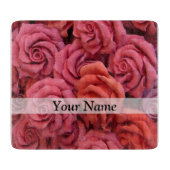 Roze bloemige rozen snijplank (Voorkant)