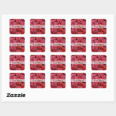 Roze bloemige rozen vierkante sticker (Vel)
