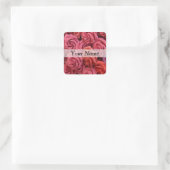 Roze bloemige rozen vierkante sticker (Tas)