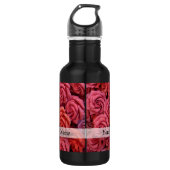 Roze bloemige rozen waterfles  (Voorkant)
