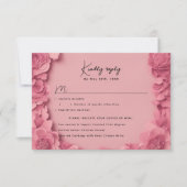 Roze bloemige RSVP w maaltijdkeuzes (Voorkant)