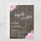 Roze Bloemige Rustieke Happily Ever After Ontvangs Kaart (Voorkant)