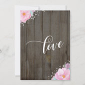 Roze Bloemige Rustieke Happily Ever After Ontvangs Kaart (Achterkant)