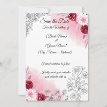 Roze bloemige Save the Date kaart | Romantisch