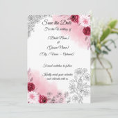 Roze bloemige Save the Date kaart | Romantisch (Staand voorkant)
