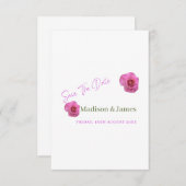 Roze bloemige save the date uitnodiging (Voorkant / Achterkant)